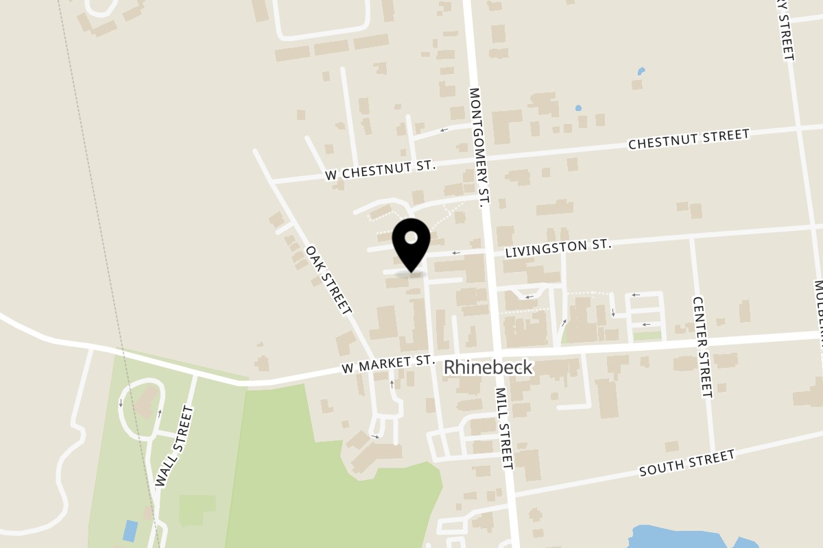 Map showing the location of Buns Burgers Rhinebeck on 20 Garden St in Rhinebeck